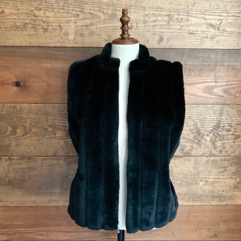Loft Black Faux Fur Vest